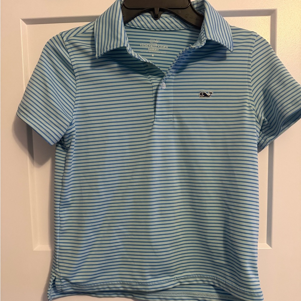 Vineyard Vines Kids Aqua Striped Polo